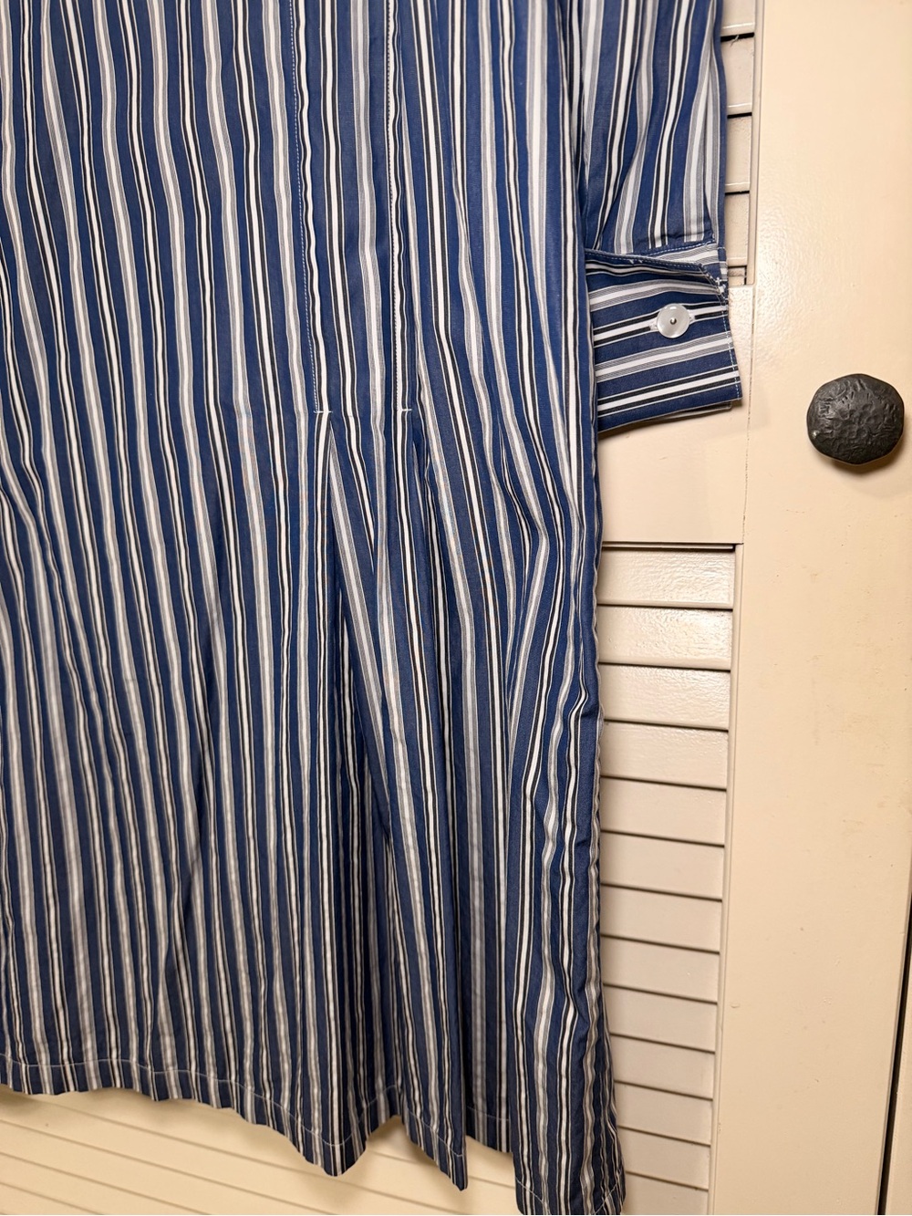 Brooks Brothers Navy/White Striped Button Front dress with pleats - Size 12 - Picture 4 of 8